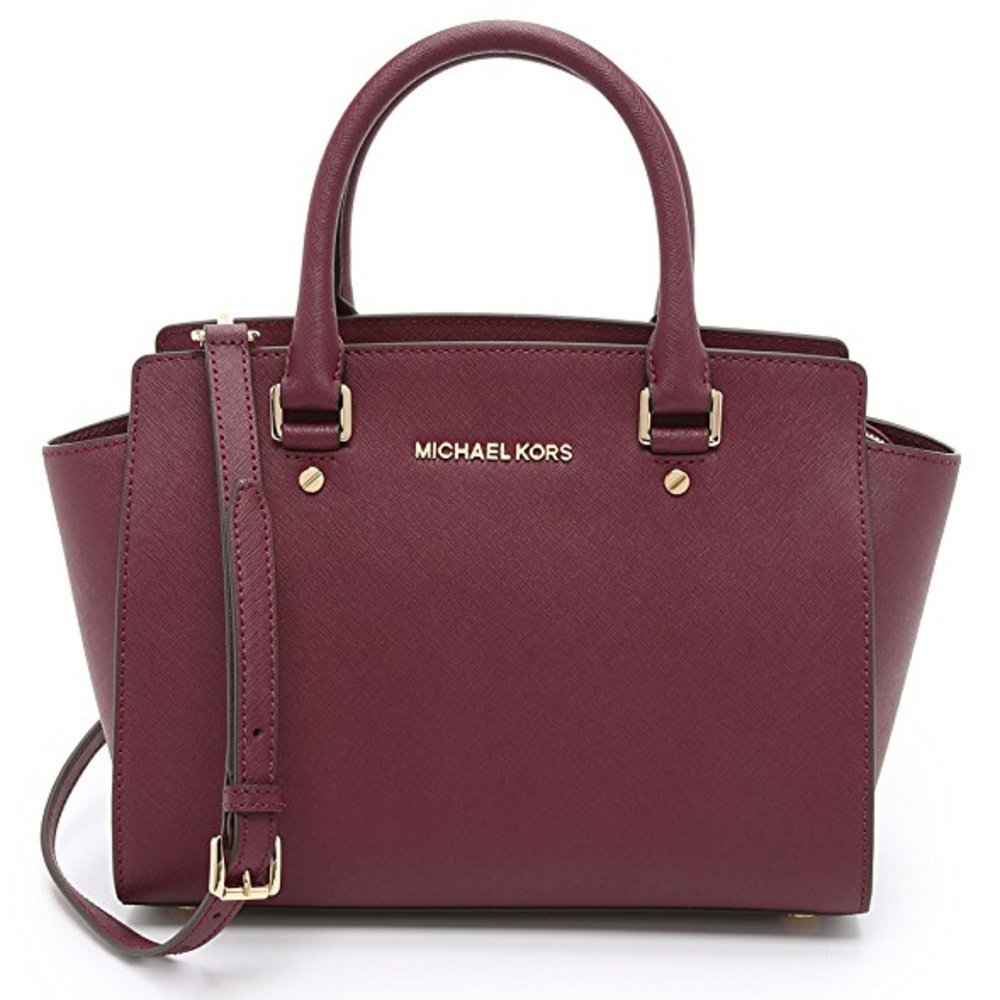 MICHAEL KORS Selma Medium Satchel Merlot Top Zip
